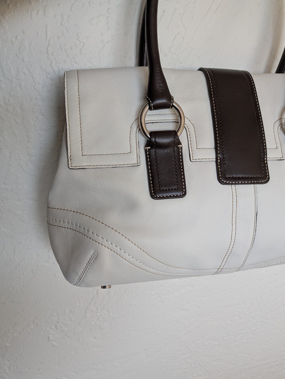 NWT! Coach Y2K '07 Soho Buckle Flap Satchel Purse & Wallet White Mahogany F10913 - Picture 4 of 16